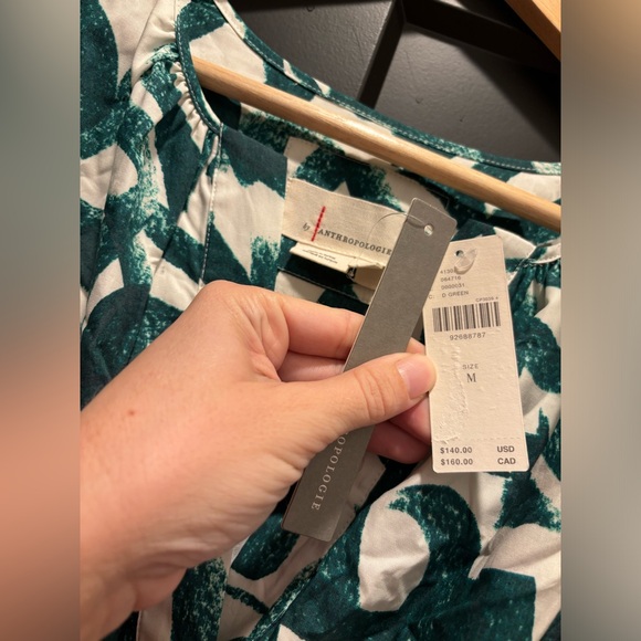 Anthropologie The Somerset Mini Dress Dark Green white short sleeve medium NEW - Picture 8 of 13